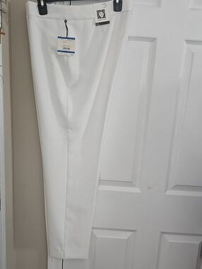 Anne Klein White Straight-Leg Dress Pants, Stretch